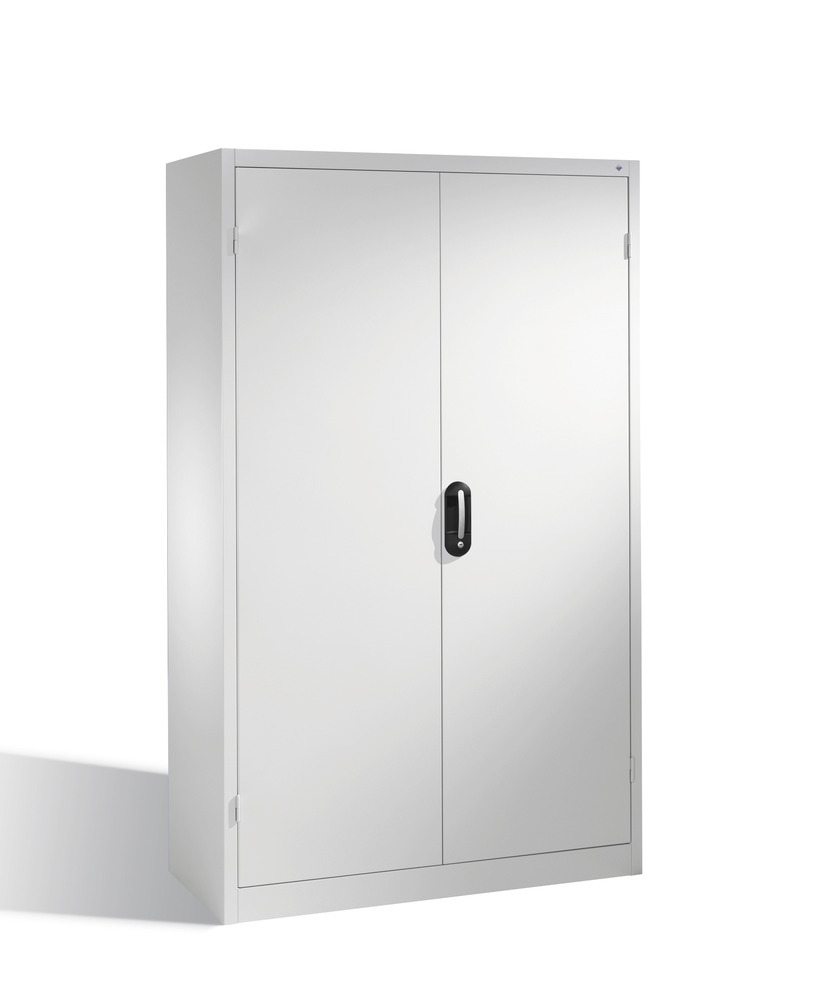 Heavy duty tool storage cabinet Cabo, wing doors, 4 shelves, W 1200, D 400, H 1950 mm, grey - 1