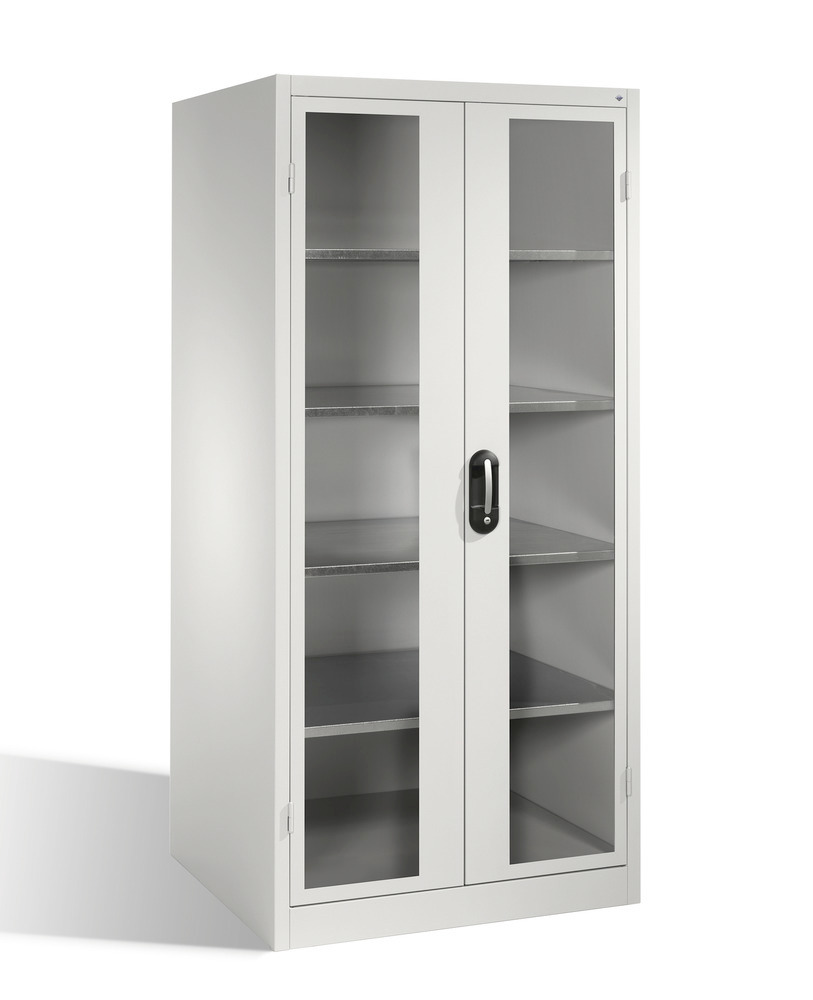 Tooling and equipment cabinet Cabo-XXL, wing doors w view window, W 930, D 800, H 1950 mm, grey - 1
