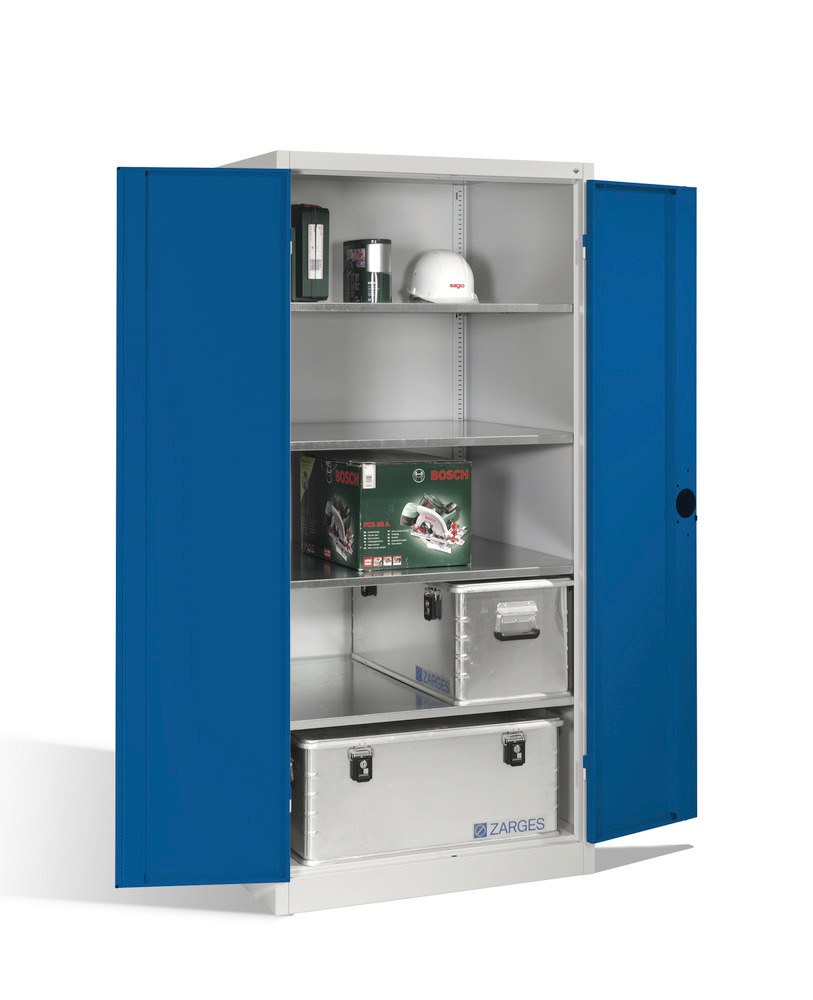 Heavy duty tool storage cabinet Cabo-XXL, wing doors, 4 shelves, W 930, D 800, H 1950 mm, grey/blue - 2