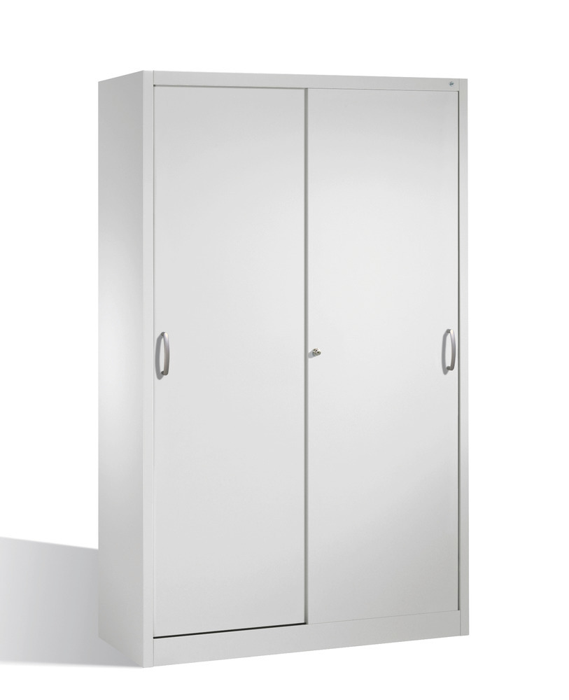 Heavy duty tool storage cabinet Cabo, sliding doors, 4 shelves, W 1200, D 500, H 1950 mm, grey - 1
