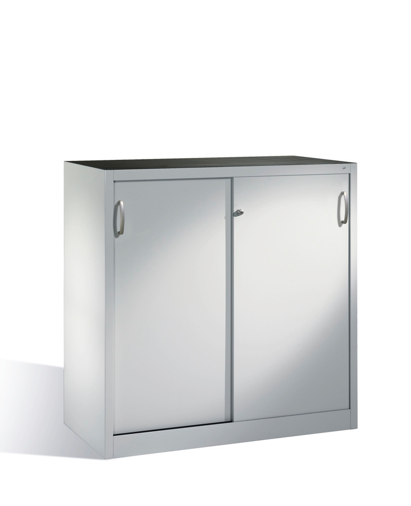 Tool storage cabinet Cabo with sliding doors, 2 shelves, W 1200, D 500, H 1200 mm, grey - 1