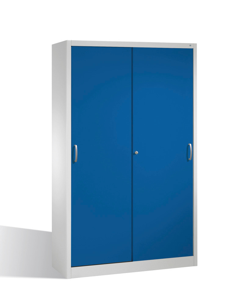Tool storage cabinet Cabo with sliding doors, 4 shelves, W 1200, D 400, H 1950 mm, grey/blue - 2