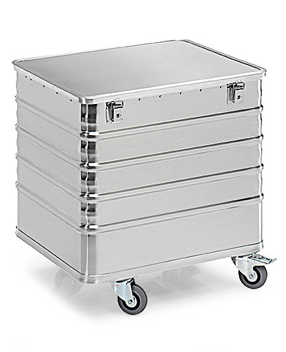 Transport container TW 235-D, with lid, 4 closed sides, 4 swivel wheels, 225 litres - 1
