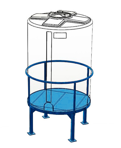 Descansillo de acero lacado azul para recipientes de almacenamiento y dosificación, volumen 60 l - 1