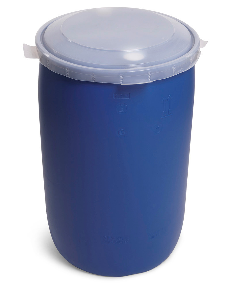 Pokrywa z PE do beczek 200 l, naturalnie przezroczysta, opak. = 5