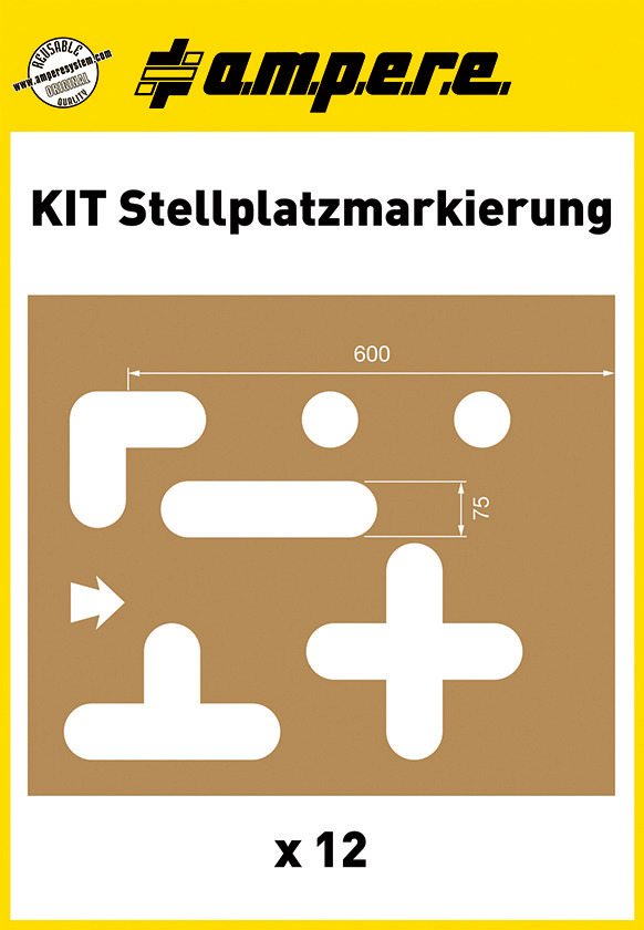 Schablon KIT märkning av uppställningsyta, innehåll 12 schabloner, olika motiv - 1