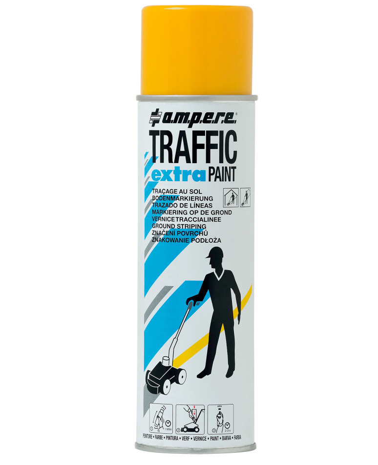 Floor marking paint TRAFFIC Extra-yellow, 1 box with 12 x 500ml cans = 1 Pack - 1
