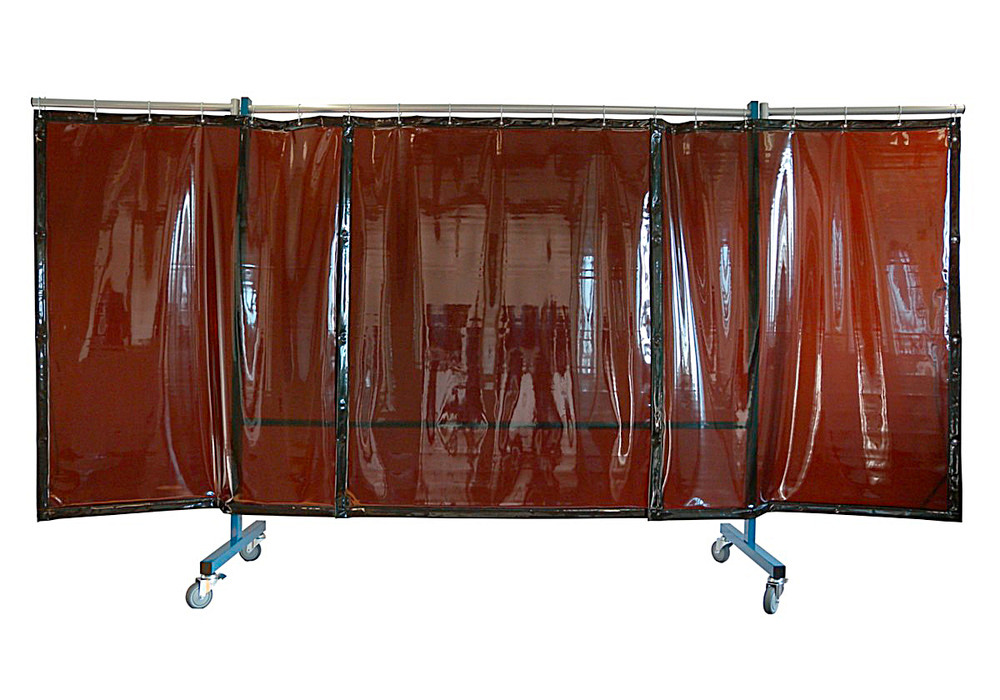 Cortina de protección / pantalla de soldadura con ruedas, laterales batientes, marrón rojizo: FSV 2 - 1