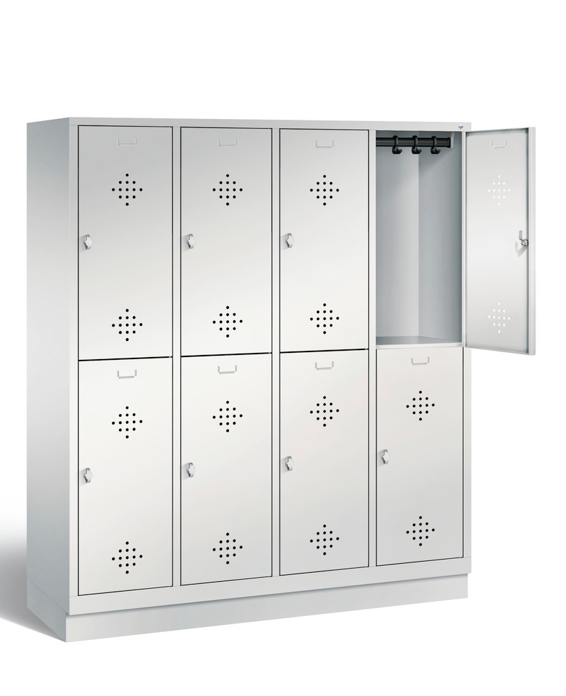 Double locker with base Cabo, 8 compartments, W 1590, D 500, H 1800 mm, grey/grey - 2