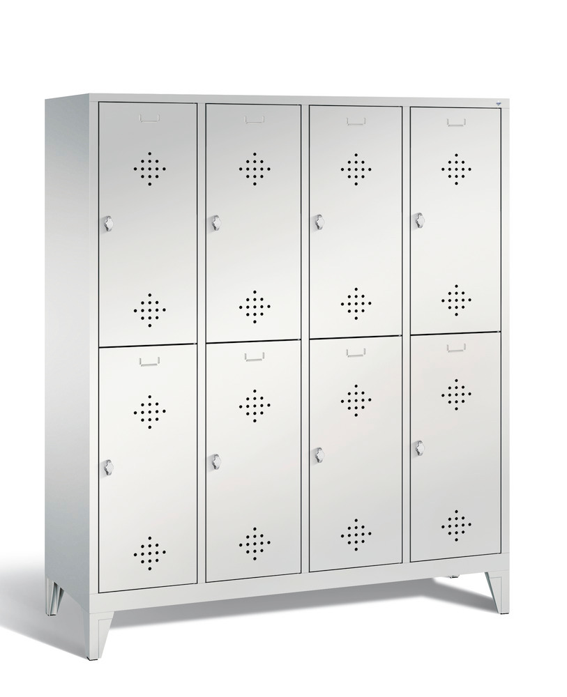 Double locker with feet Cabo, 8 compartments, W 1590, D 500, H 1850 mm, grey/grey - 1