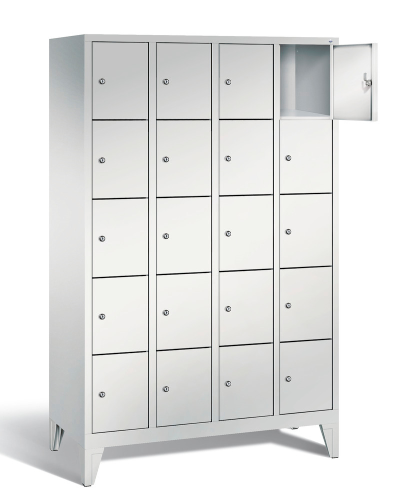 Locker with feet Cabo, 20 compartments, W 1190, H 1850, D 500 mm, grey/grey - 2