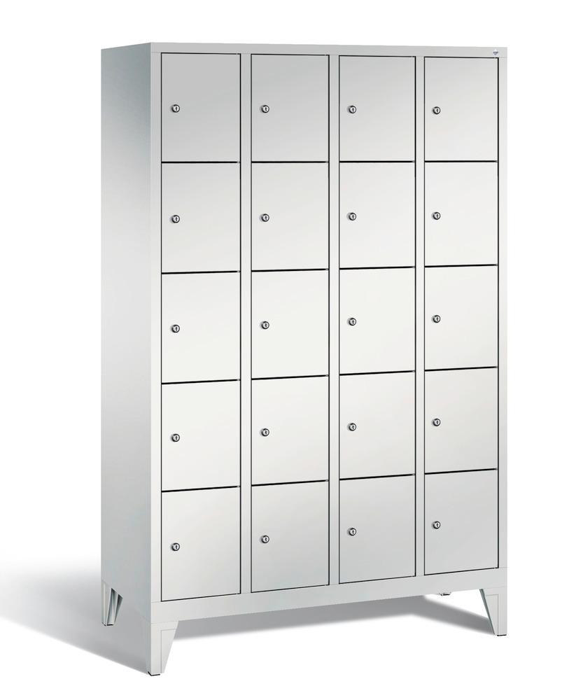 Locker with feet Cabo, 20 compartments, W 1190, H 1850, D 500 mm, grey/grey - 1