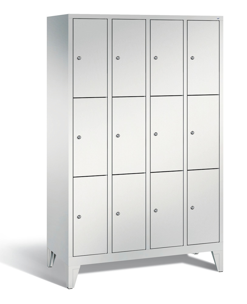 Locker with feet Cabo, 12 compartments, W 1190, H 1850, D 500 mm, grey/grey - 1