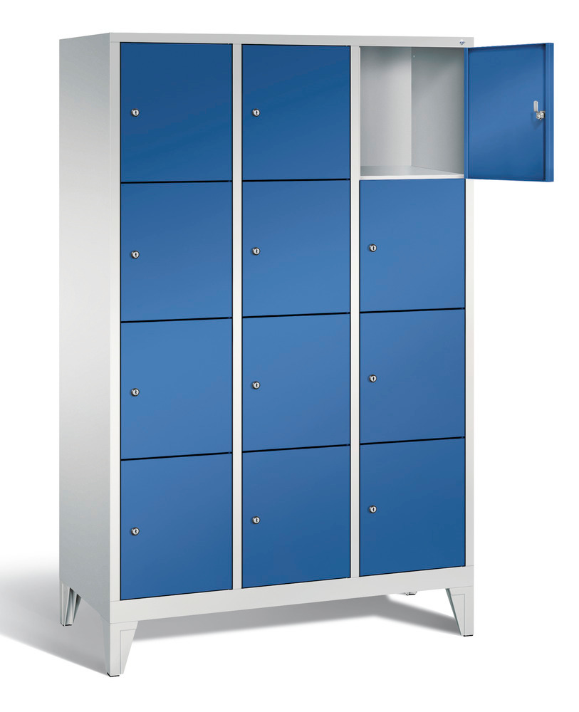 Locker with feet Cabo, 12 compartments, W 1200, H 1850, D 500 mm, grey/blue - 2