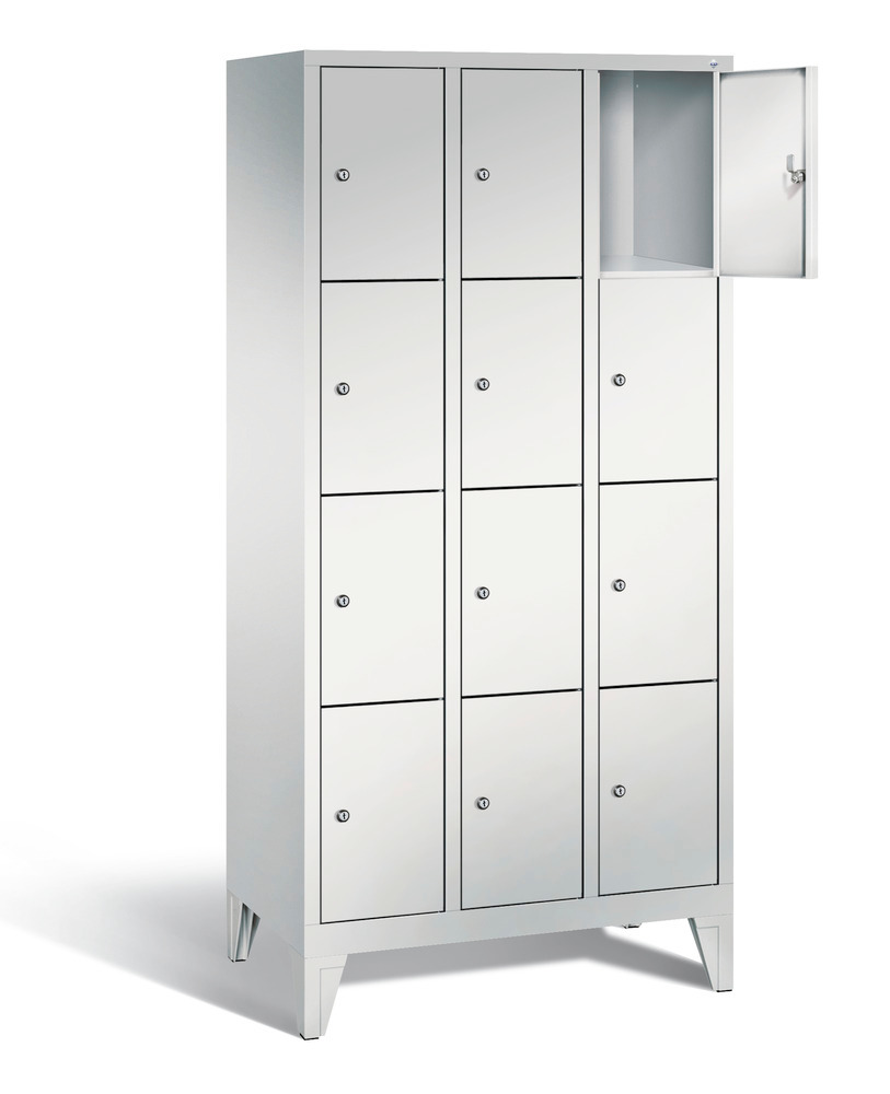 Locker with feet Cabo, 12 compartments, W 900, H 1850, D 500 mm, grey/grey - 2