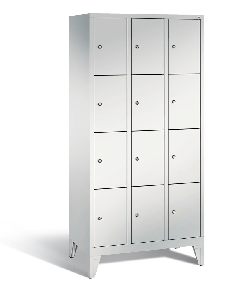 Locker with feet Cabo, 12 compartments, W 900, H 1850, D 500 mm, grey/grey - 1