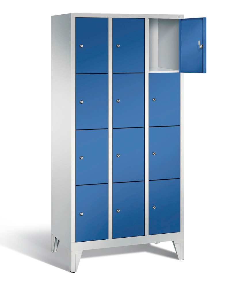 Locker with feet Cabo, 12 compartments, W 900, H 1850, D 500 mm, grey/blue - 2