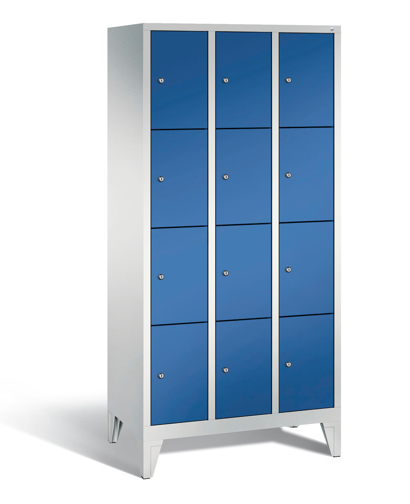 Locker with feet Cabo, 12 compartments, W 900, H 1850, D 500 mm, grey/blue - 1
