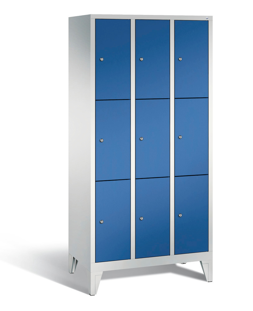Locker with feet Cabo, 9 compartments, W 900, H 1850, D 500 mm, grey/blue - 1