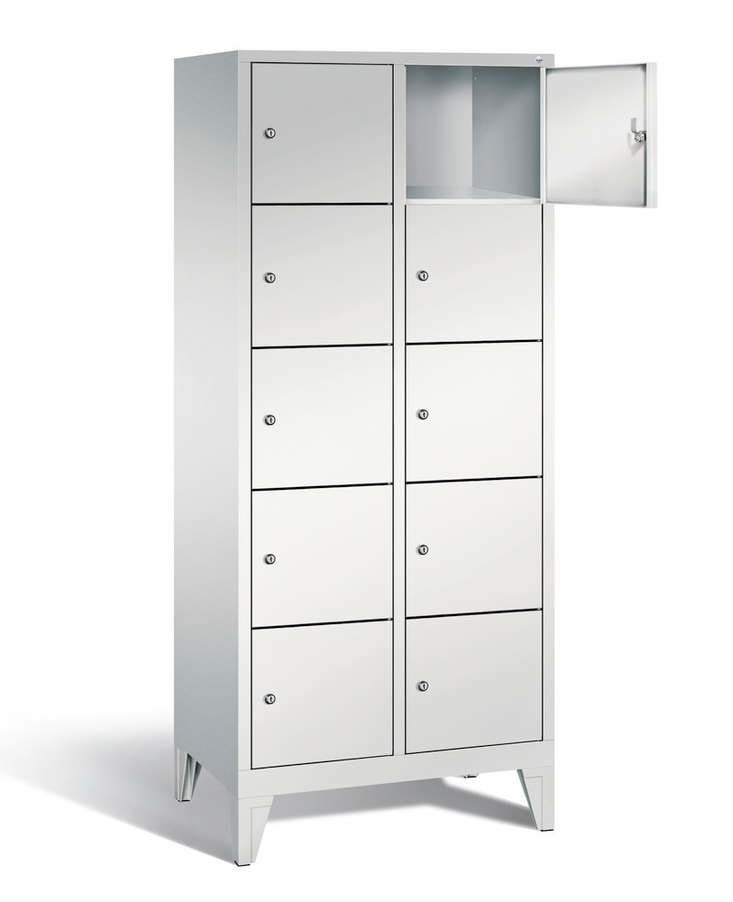 Locker with feet Cabo, 10 compartments, W 810, H 1850, D 500 mm, grey/grey - 2
