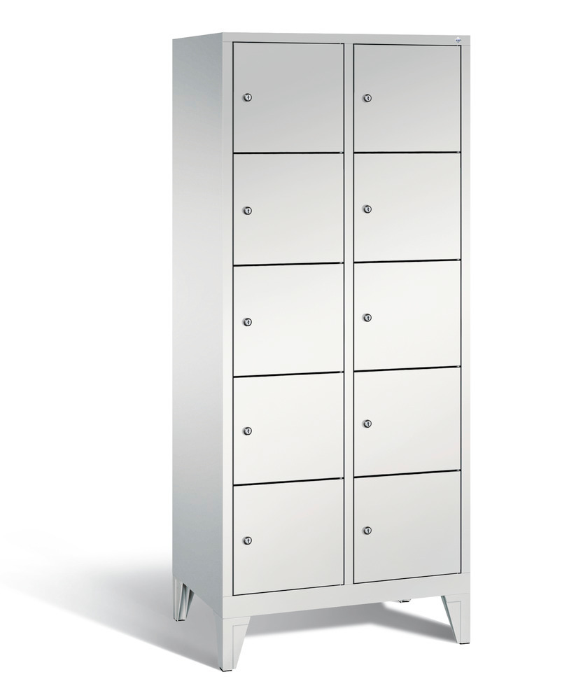 Locker with feet Cabo, 10 compartments, W 810, H 1850, D 500 mm, grey/grey - 1