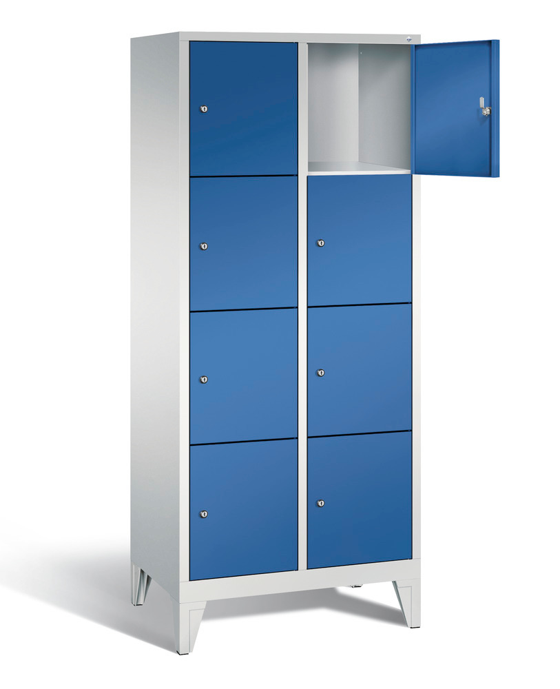 Locker with feet Cabo, 8 compartments, W 810, H 1850, D 500 mm, grey/blue - 2