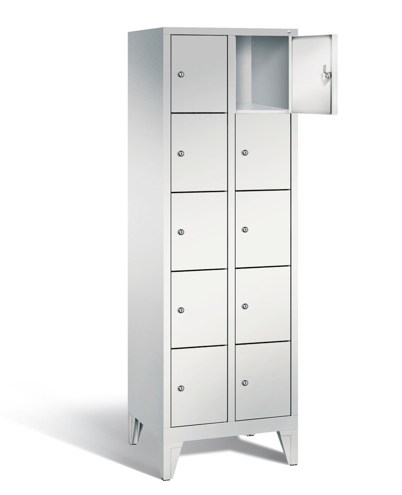 Locker with feet Cabo, 10 compartments, W 610, H 1850, D 500 mm, grey/grey - 2