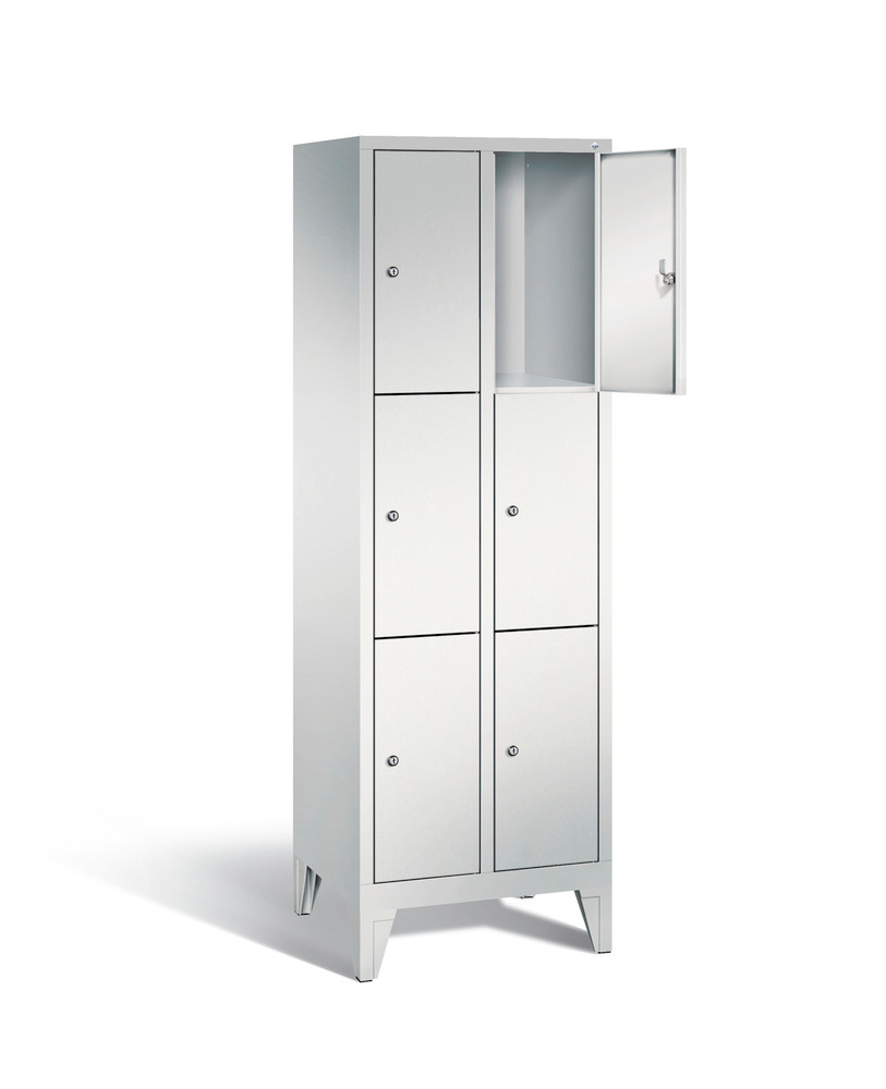 Locker with feet Cabo, 6 compartments, W 610, H 1850, D 500 mm, grey/grey - 2