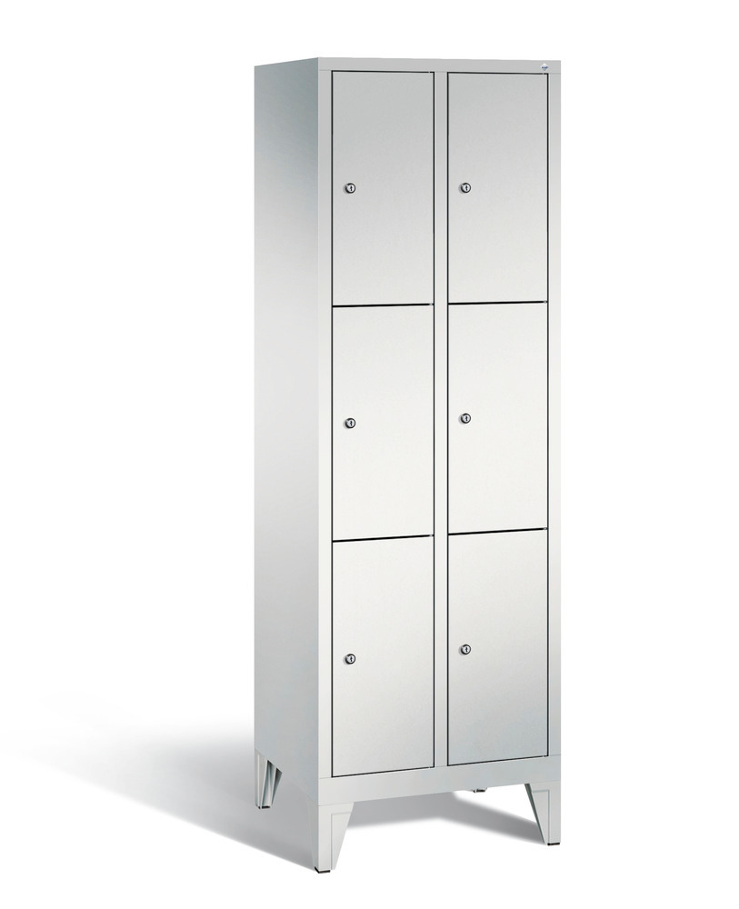Locker with feet Cabo, 6 compartments, W 610, H 1850, D 500 mm, grey/grey - 1