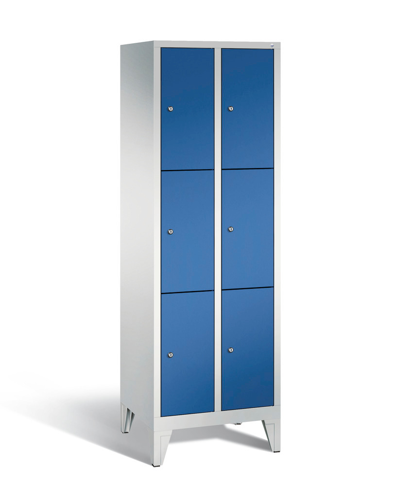 Locker with feet Cabo, 6 compartments, W 610, H 1850, D 500 mm, grey/blue - 1