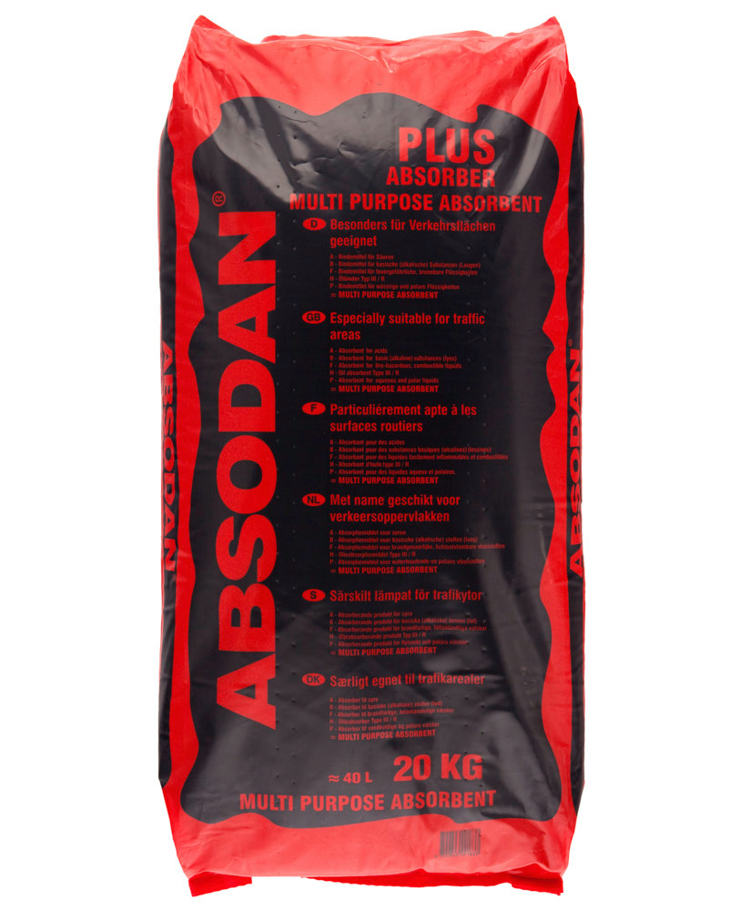 Granulado absorbente de aceite Absodan Plus, Universal, grano fino, para zonas de tránsito, 20 kg - 1