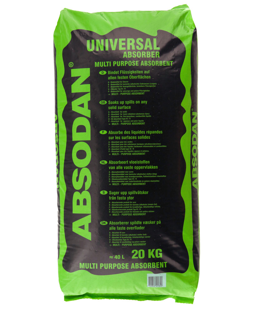 Granulat Absodan Universal, för oljespill, grovkornigt, halkfritt, 1 pall, 36 påsar à 20 kg - 2