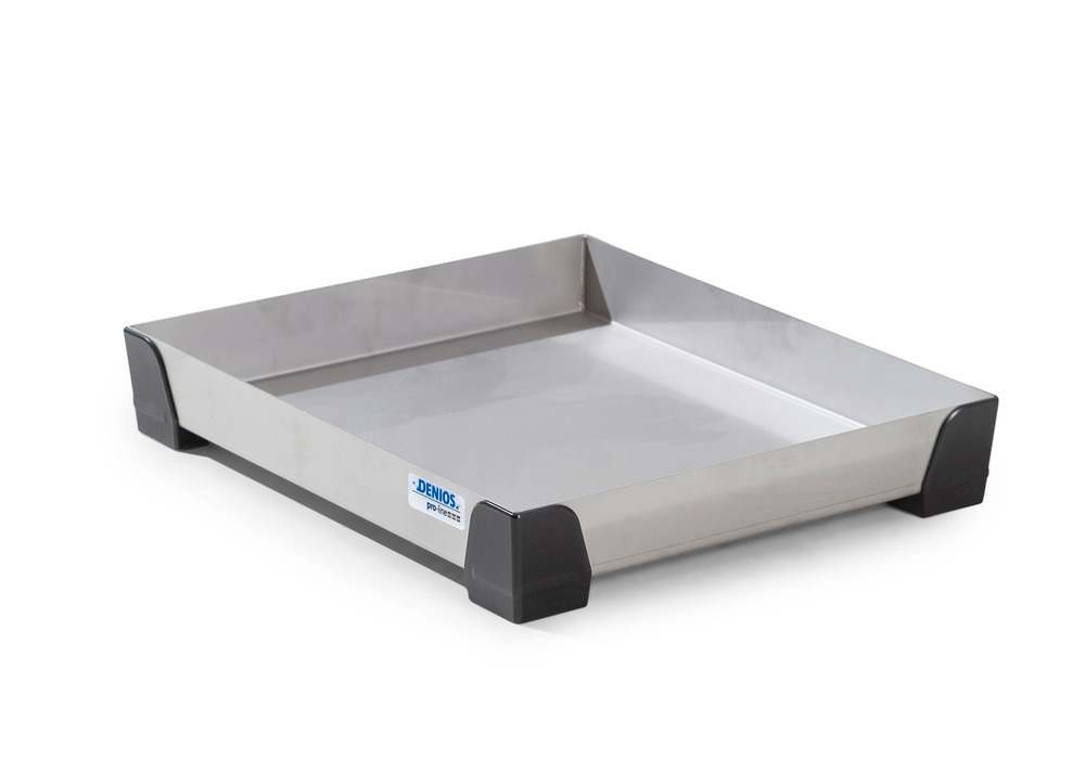 Spill tray for small containers pro-line in stainless steel, no perf sheet, 15 litres, 500x600x95 - 1