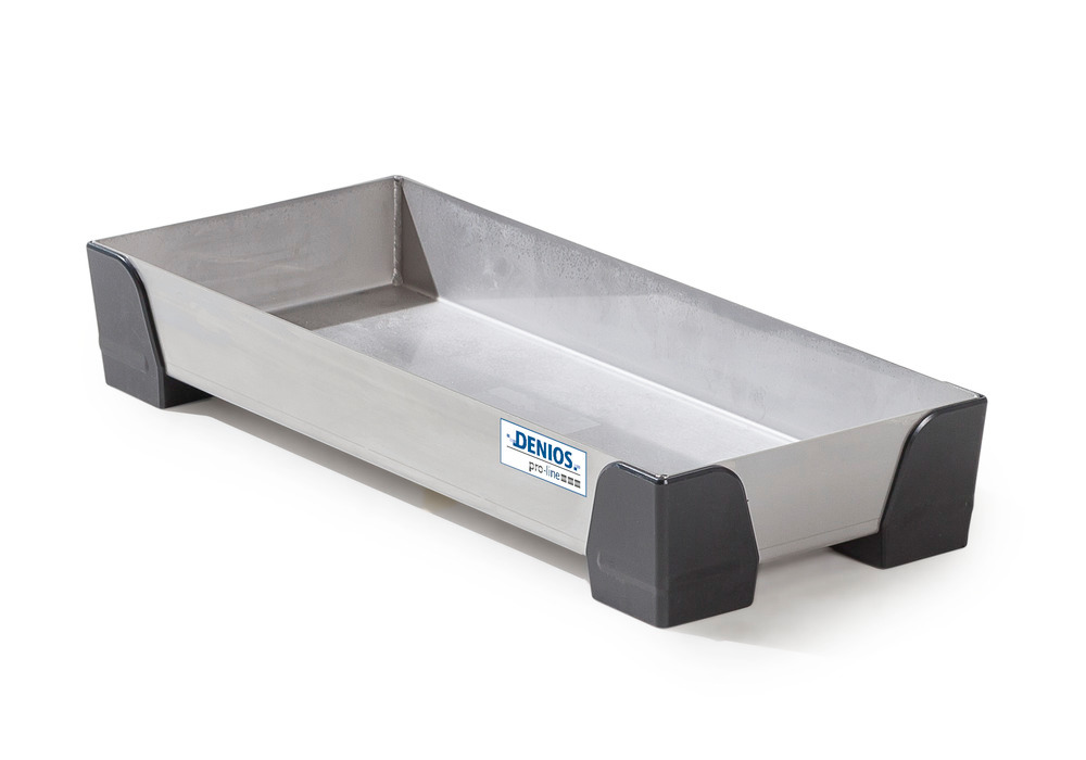 Spill tray for small containers pro-line in stainless steel, no perf sheet, 7 litres, 250x600x95 - 1
