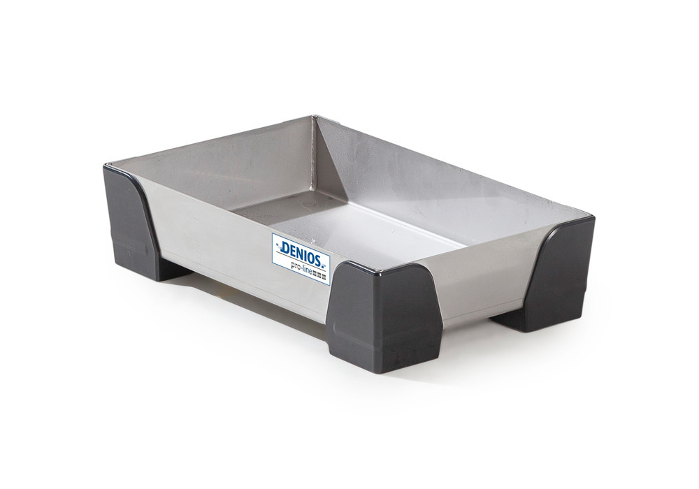 Spill tray for small containers pro-line in stainless steel, no perf sheet, 5 litres, 250x400x95 - 1