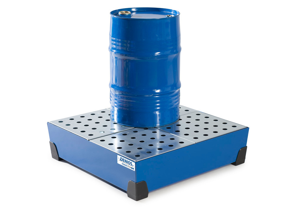 Spill tray for small containers classic-line, steel, paint, w galv. perf. sh, 90 litre, 774x774x200 - 2