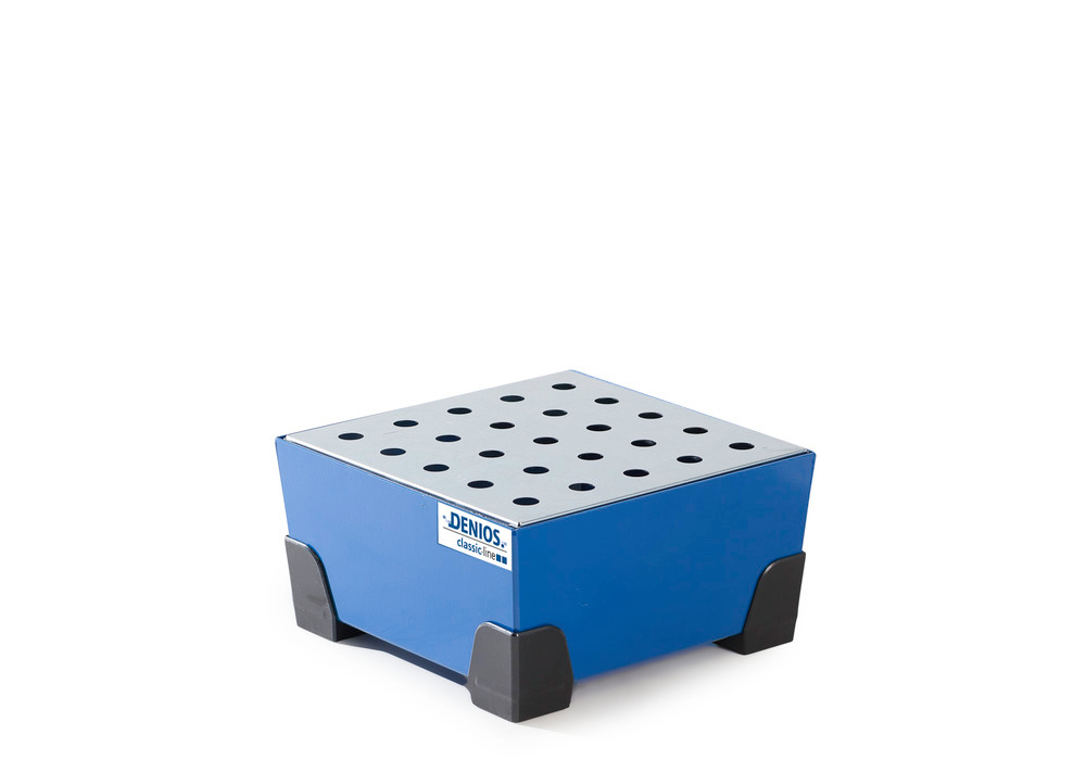 Spill tray for small containers classic-line, steel, paint, w galv. perf. sh, 20 litre, 392x392x200 - 1