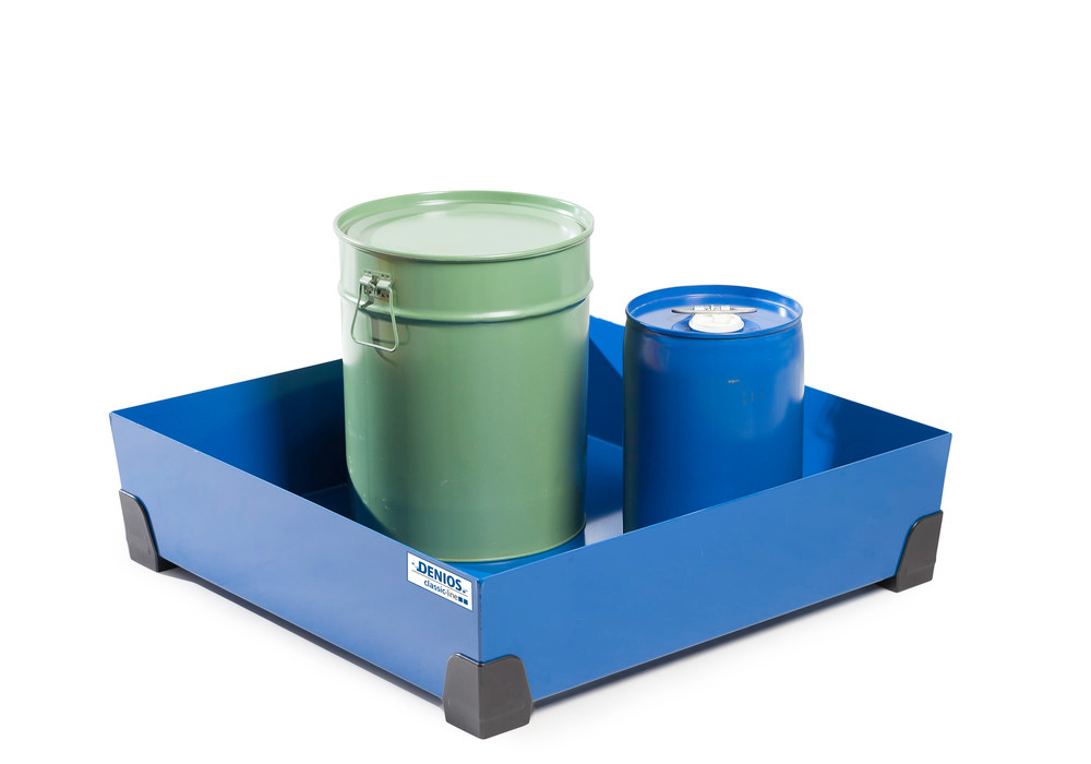 Spill tray for small containers classic-line in steel, painted, no grid, 90 litre, 774x774x200 - 1