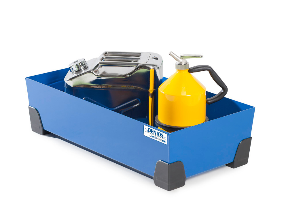 Spill tray for small containers classic-line in steel, painted, no grid, 40 litre, 774x392x200 - 2