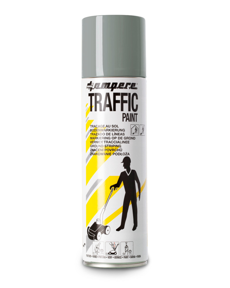 Floor marking paint TRAFFIC, grey, 1 box with 12 x 500ml cans = 1 Pack - 1