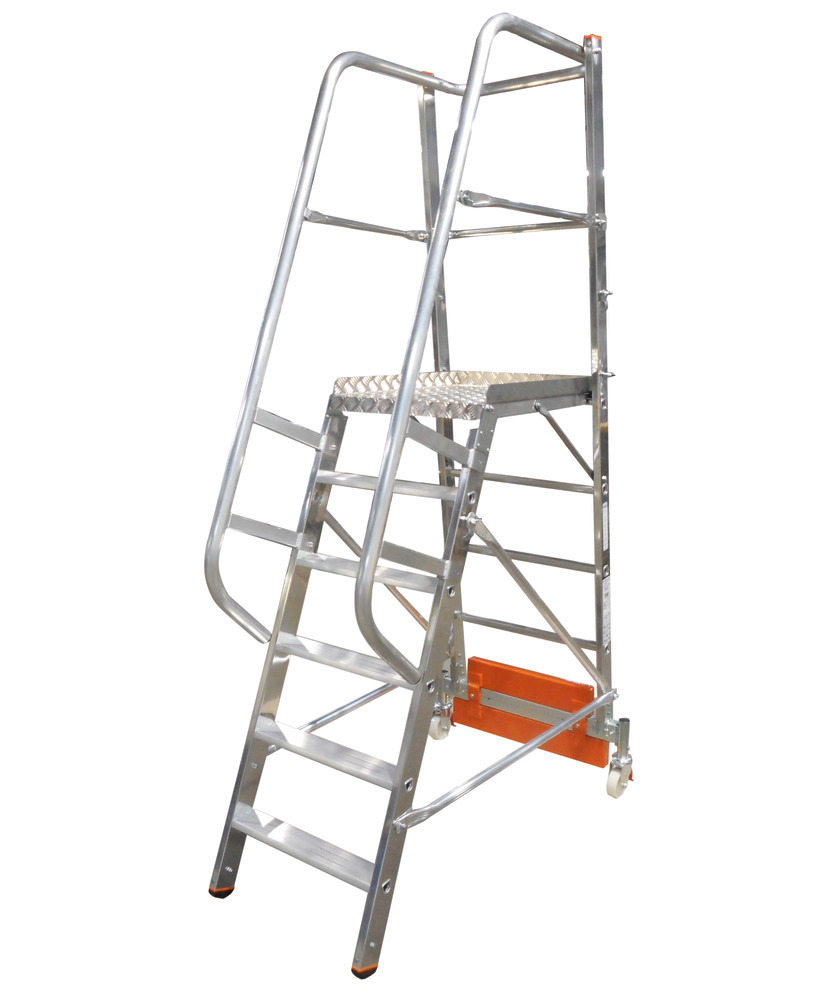 Rebrík s podestou Vario kompakt, z hliníka, s plošinou, 6 schodov - 2