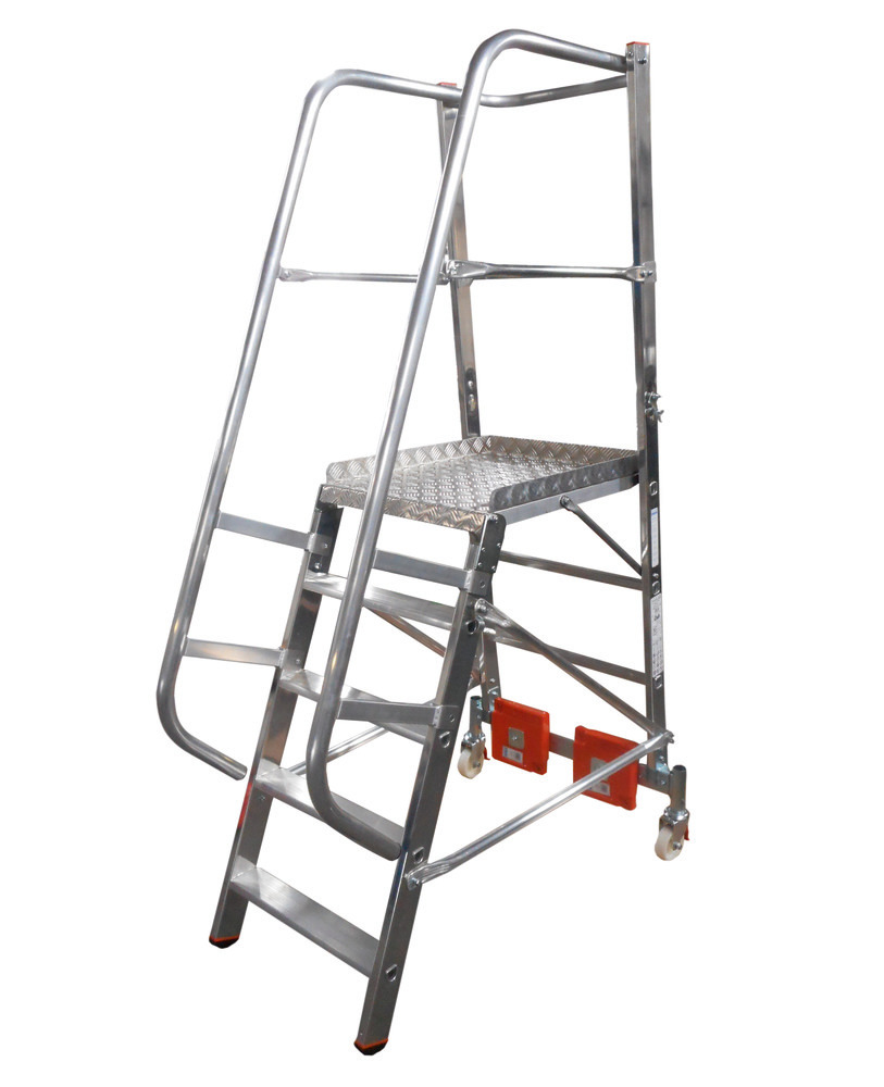 Escalera con descansillos Vario compacta, aluminio con plataforma, 5 escalones - 2