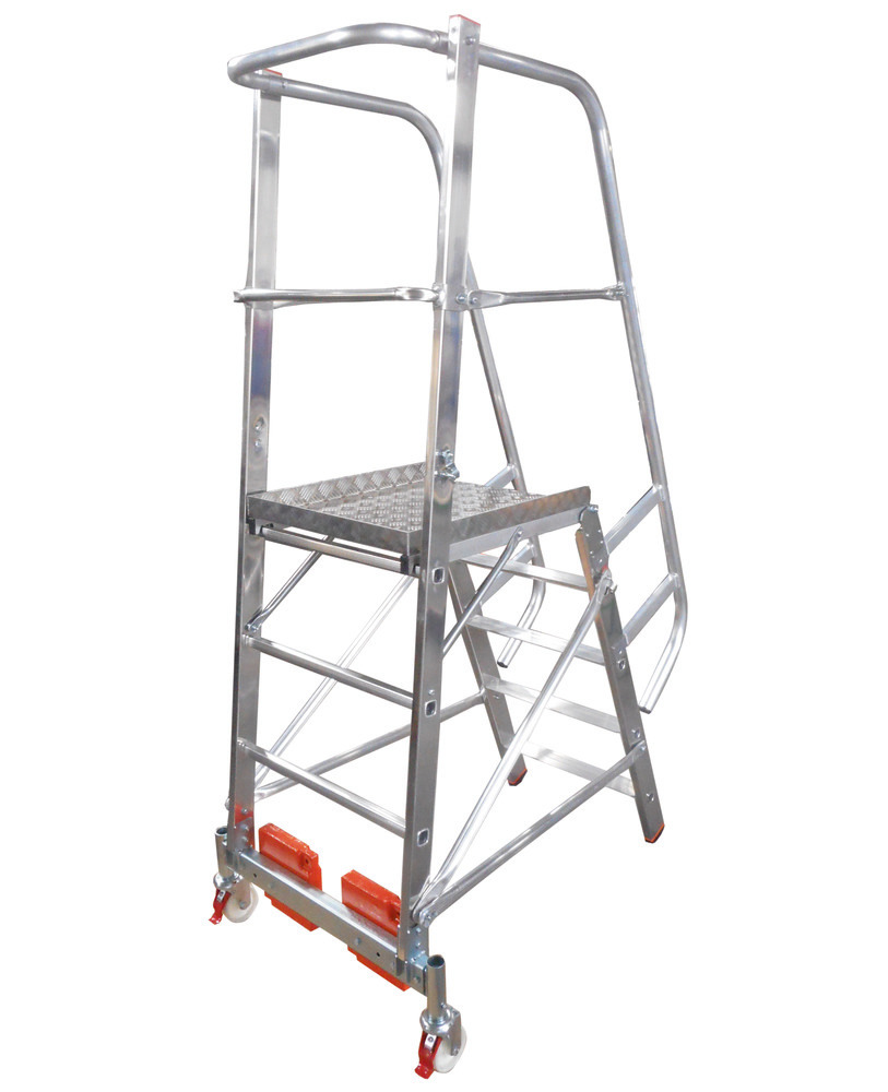 Rebrík s podestou Vario kompakt, z hliníka, s plošinou, 5 schodov - 1