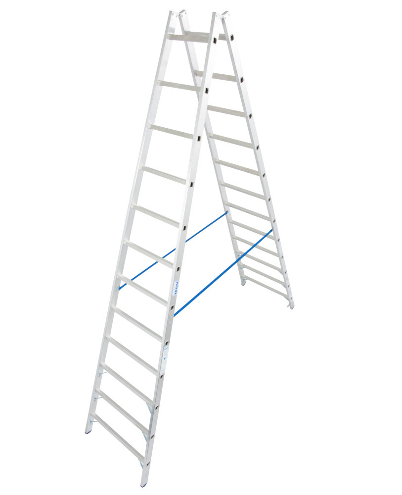 Escalera doble de aluminio, 2 x 12 peldaños - 1
