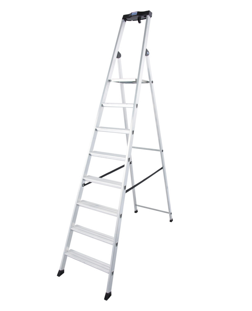 Praktický rebrík typ Solido, hliník, s protišmykovou platformou, 8 schod. - 1