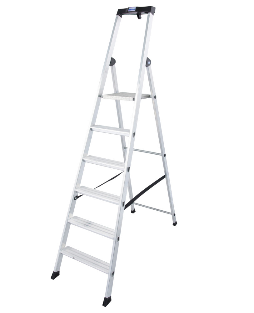 Praktický rebrík typ Solido, hliník, s protišmykovou platformou, 6 schod. - 1