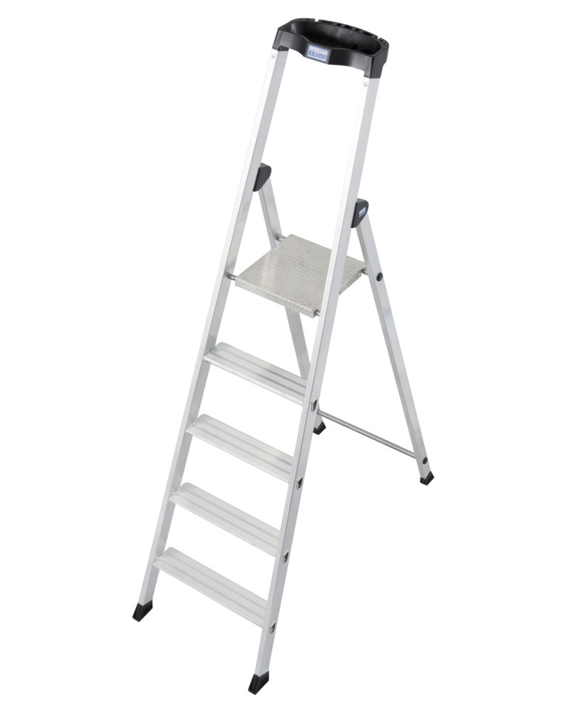 Praktický rebrík typ Solido, hliník, s protišmykovou platformou, 5 schod. - 2