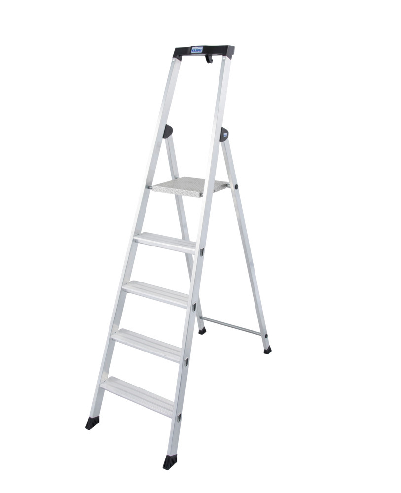 Praktický rebrík typ Solido, hliník, s protišmykovou platformou, 5 schod. - 1