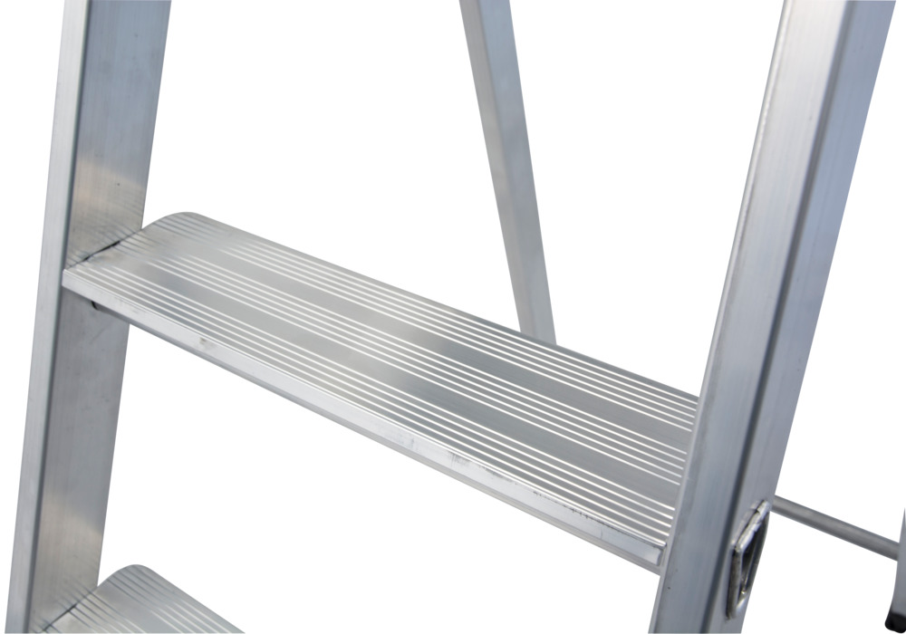 Escalera de tijera Solido, aluminio, plataforma con seguridad extrema antideslizamiento, 4 escalones - 4