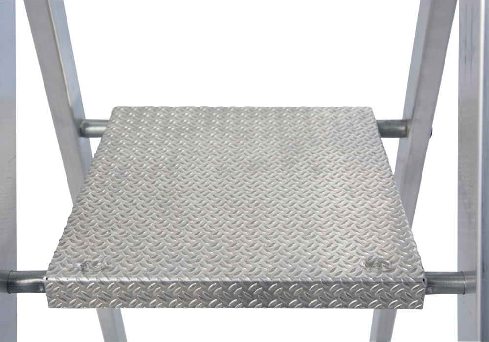 Escalera de tijera Solido, aluminio, plataforma con seguridad extrema antideslizamiento, 4 escalones - 3